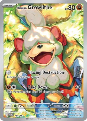Hisuian Growlithe 181/167 - Illustration Rare - Twilight Masquerade - Pokémon TCG