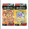 Imagen de los Mazos de Batalla ex del JCC Pokémon en español, con Victini ex y Miraidon ex como cartas principales, listos para jugar.