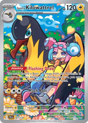 Iono's Kilowattrel 163/159 – Illustration Rare – Journey Together – Pokémon TCG