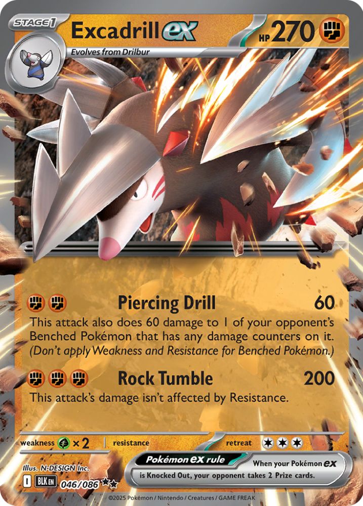 Excadrill ex 046/086 – Double Rare – Black Bolt – Pokémon TCG
