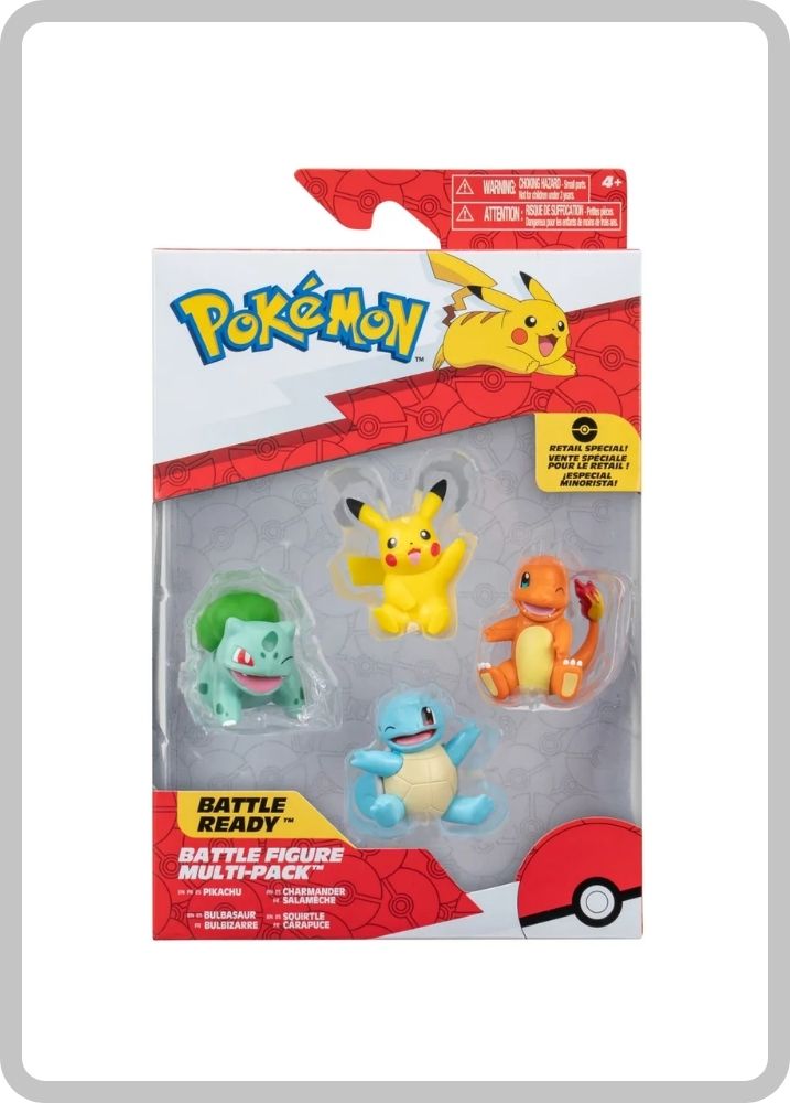 Figuras Pack X4 - Pikachu, Bulbasaur, Charmander Y Squirtle - Pokemon TCG