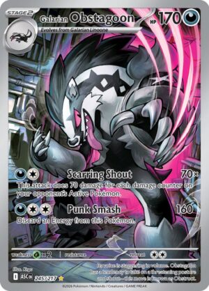 Galarian Obstagoon 245/217 – Illustration Rare – Ascended Heroes – Pokemon TCG